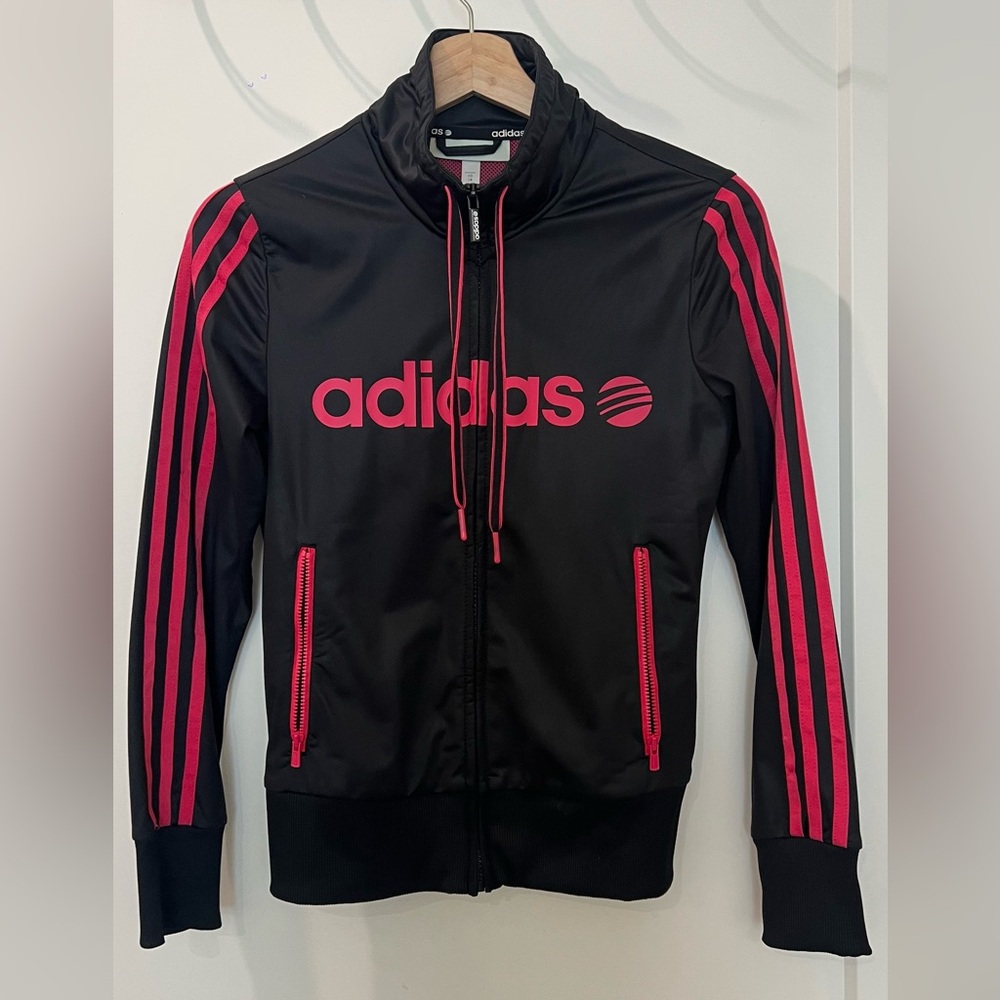 Adidas Neo Black Jacket with Pink Accents